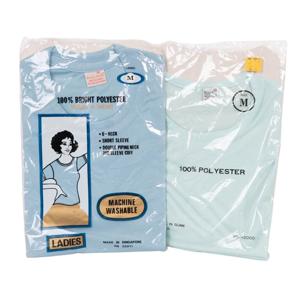 Ladies VTG Polyester Wash N Wear Short Sleeve T-Shirts M Bonnie Broke Miss K